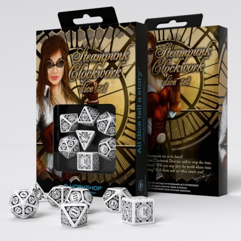 Set de Dados Steampunk - Blanco & Negro