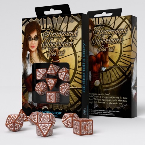 Set de Dados Steampunk - Caramelo & Blanco